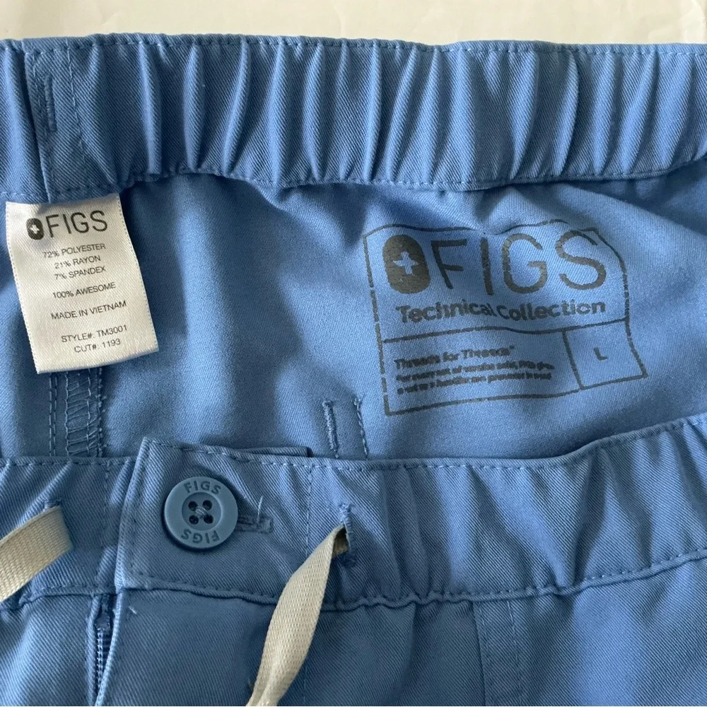 FIGS Cairo Cargo Scrub Pants Men’s Large Blue TM3001 Drawstring
